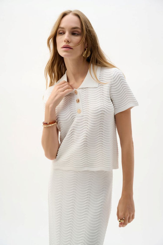 Textured Short Sleeve Knit Top