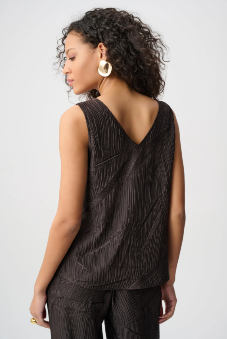 Pleated Satin V-Neck Top