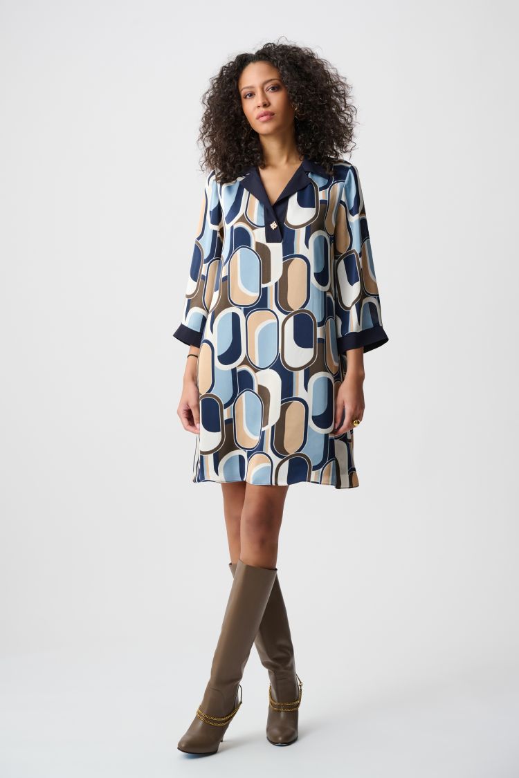 Geometric Print Trapeze Dress