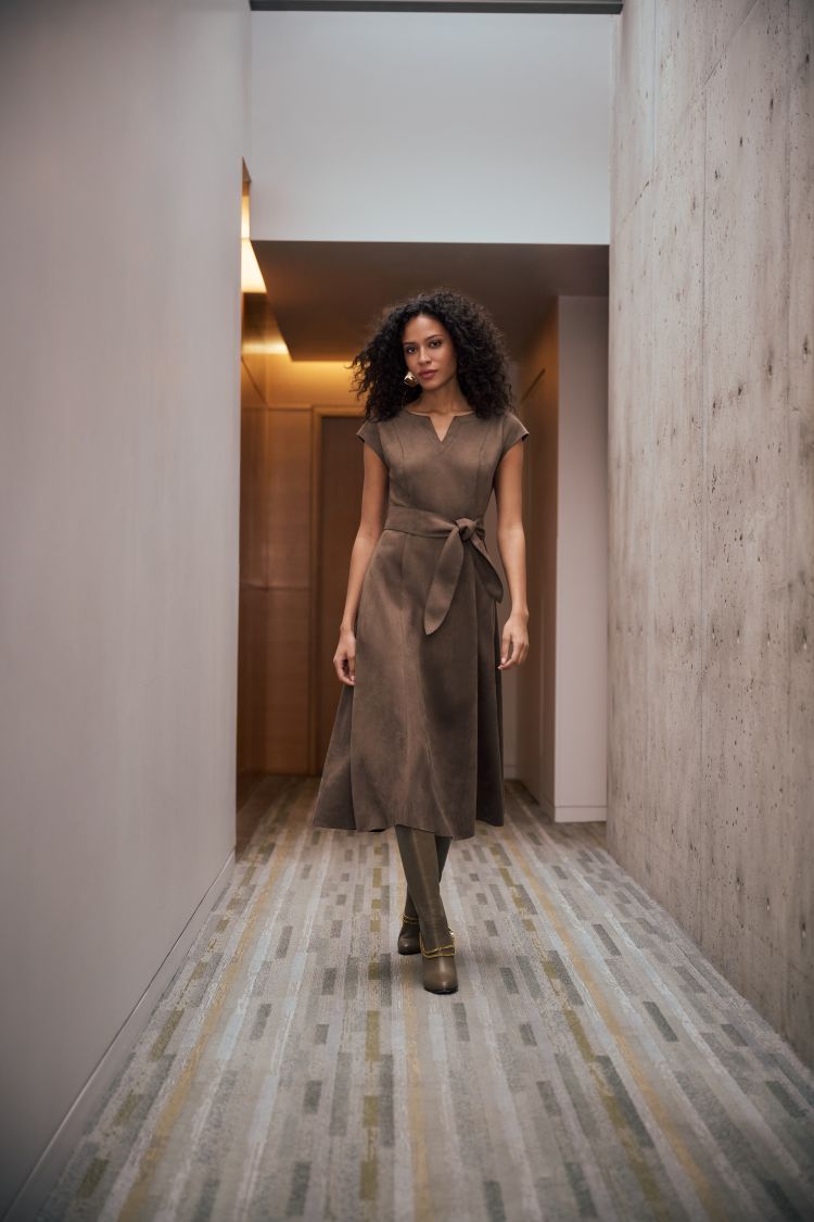 Scuba Suede Midi Dress