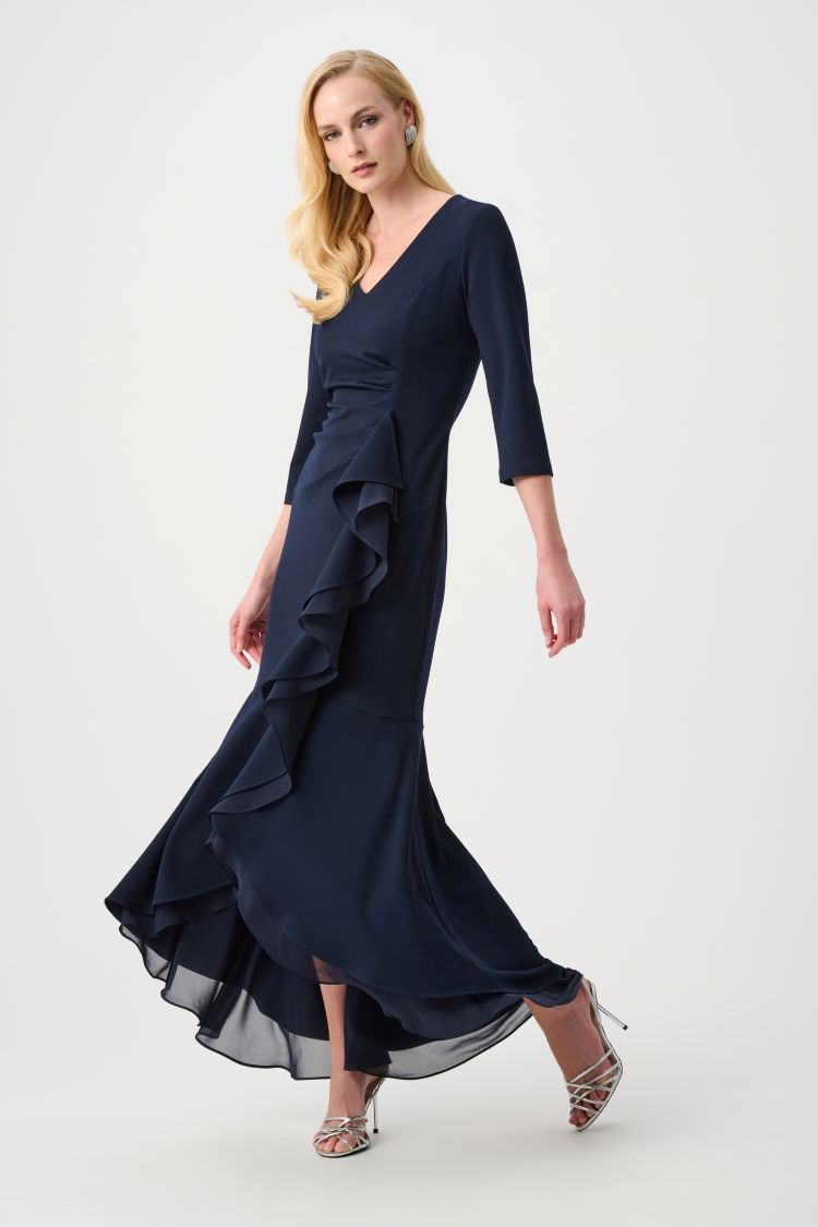 Scuba Crepe Ruffled Dress