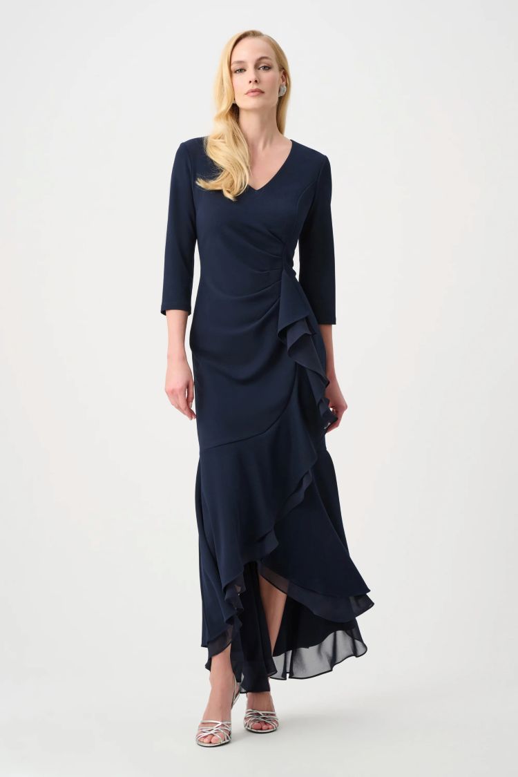 Scuba Crepe Ruffled Dress