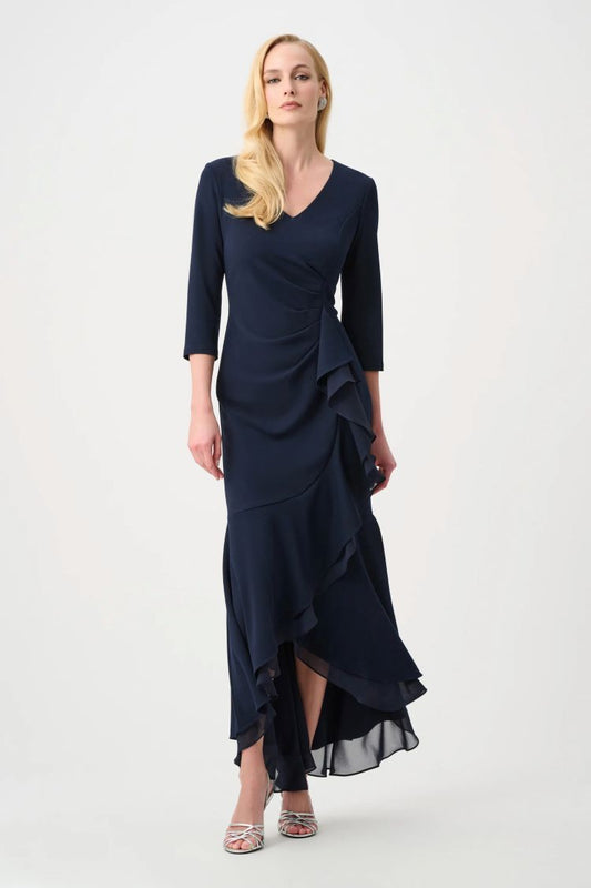 Scuba Crepe Ruffled Dress