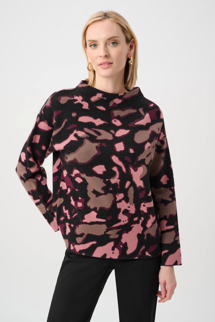 Abstract Sweater With Rhinestones