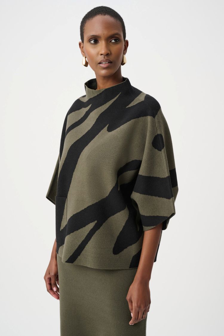 Mock Neck Abstract Pullover