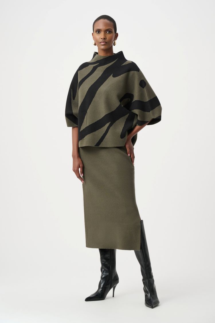 Mock Neck Abstract Pullover