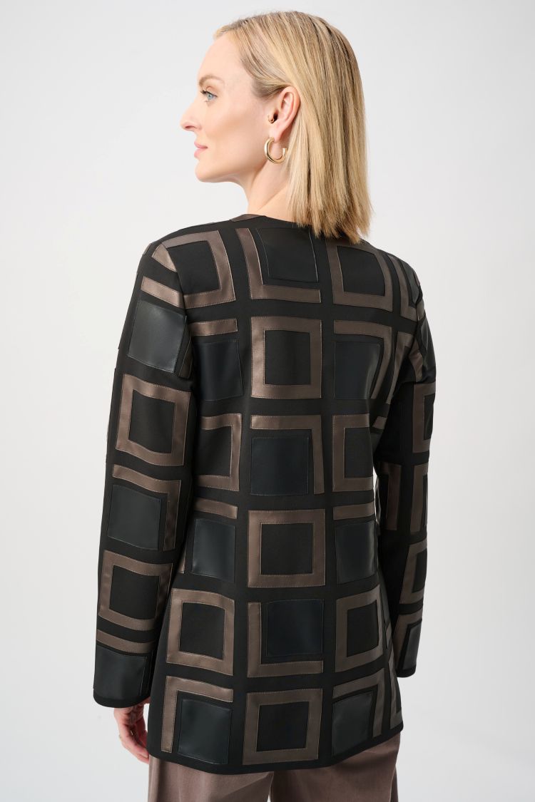 Leatherette Collarless Jacket