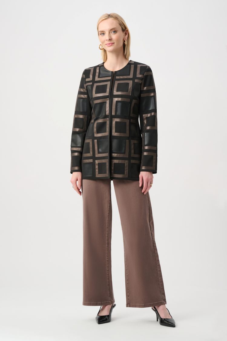 Leatherette Collarless Jacket