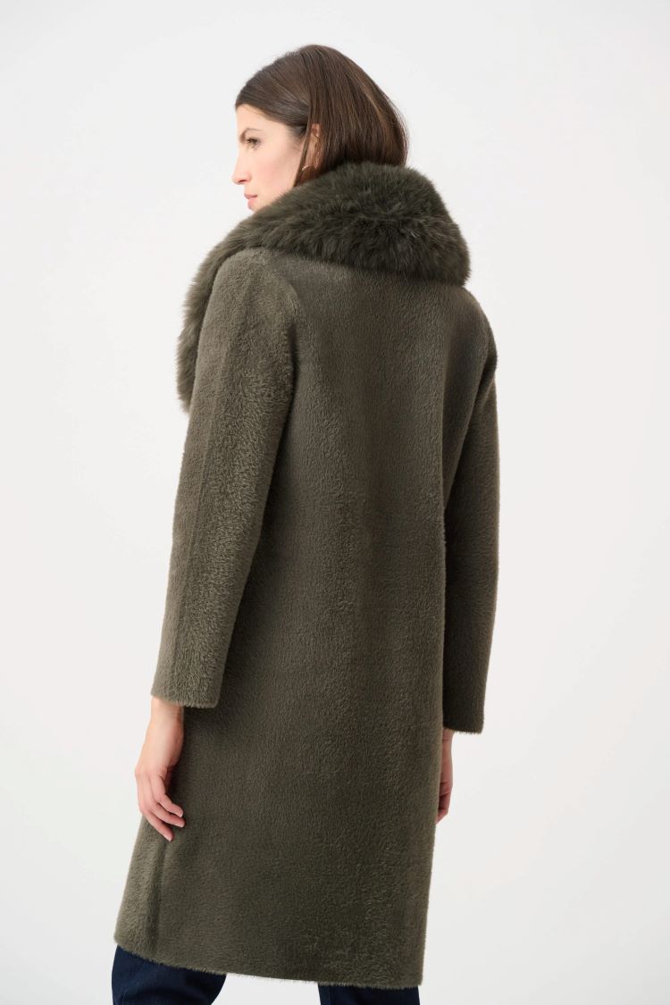Faux Fur Coat With Detachable Collar