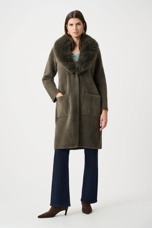 Faux Fur Coat With Detachable Collar