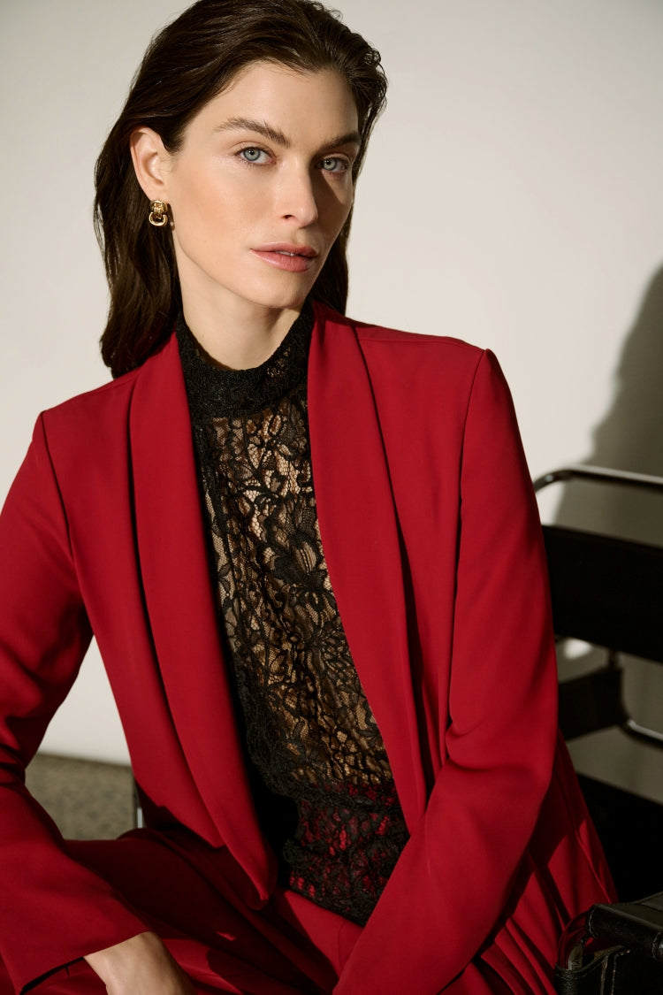 Joseph Ribkoff Jewel Button Shawl Collar Blazer