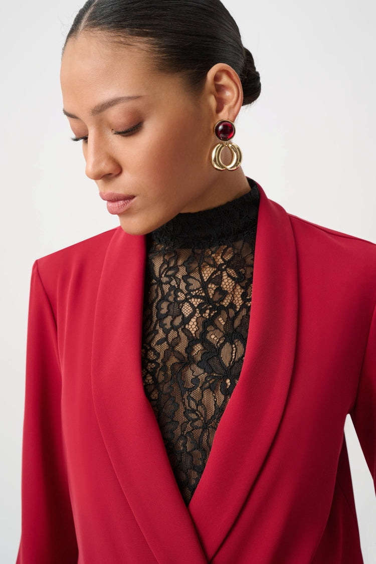 Joseph Ribkoff Jewel Button Shawl Collar Blazer