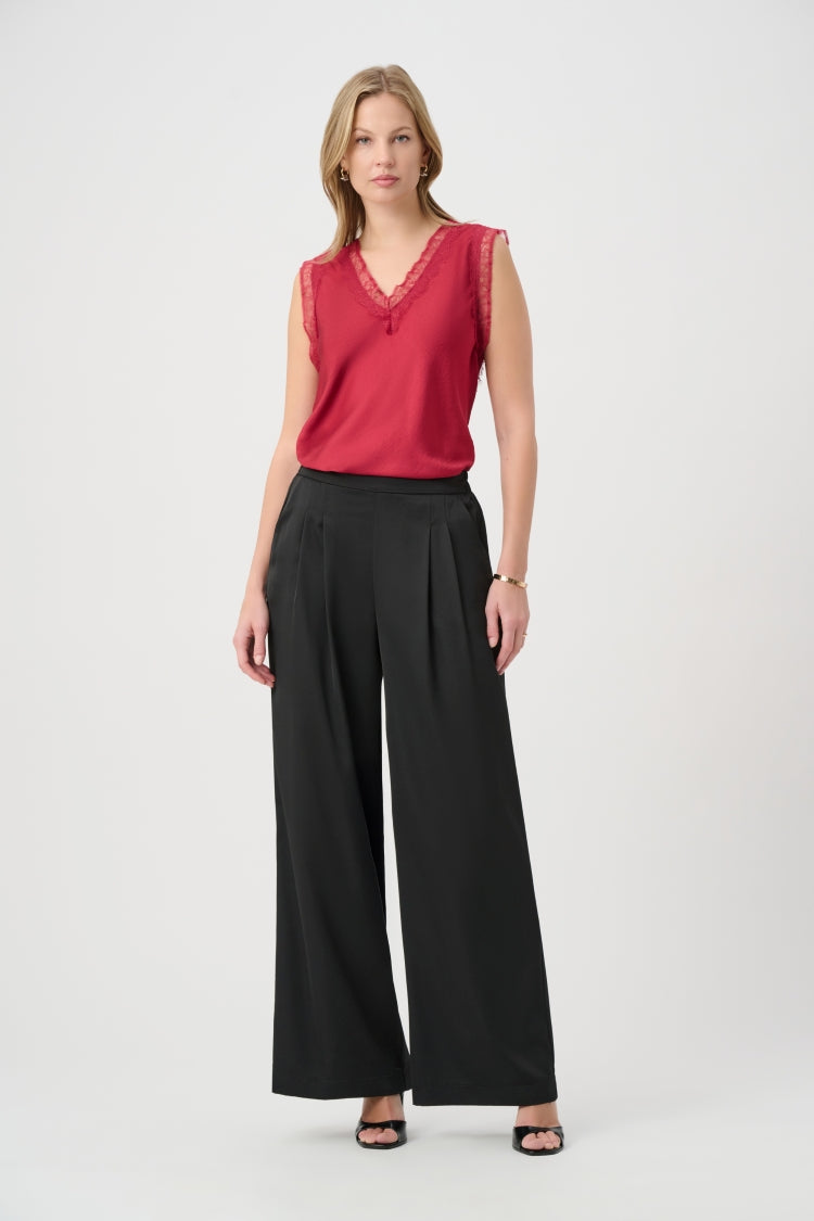Joseph Ribkoff Lace Trim V-Neck Top