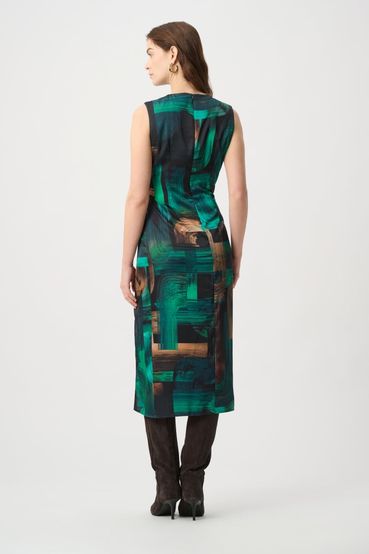 Joseph Ribkoff Abstract Print Satin Sheath Dress