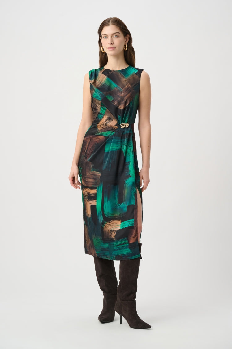 Joseph Ribkoff Abstract Print Satin Sheath Dress