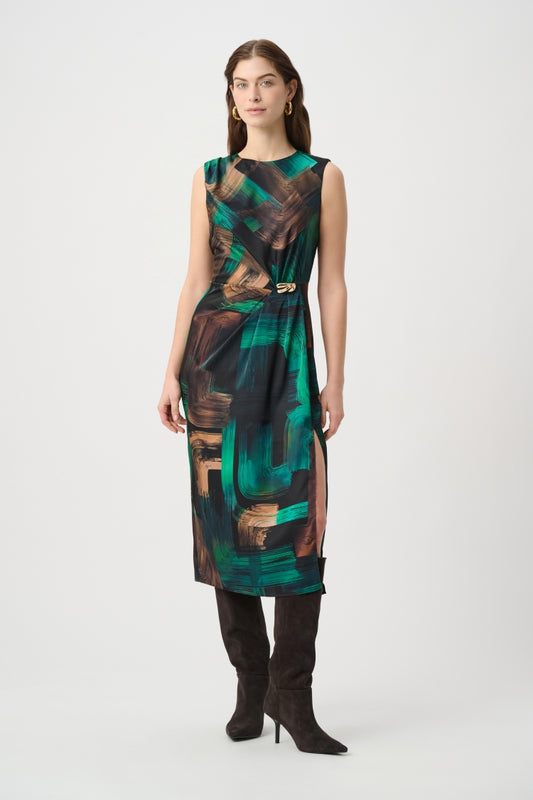 Joseph Ribkoff Abstract Print Satin Sheath Dress