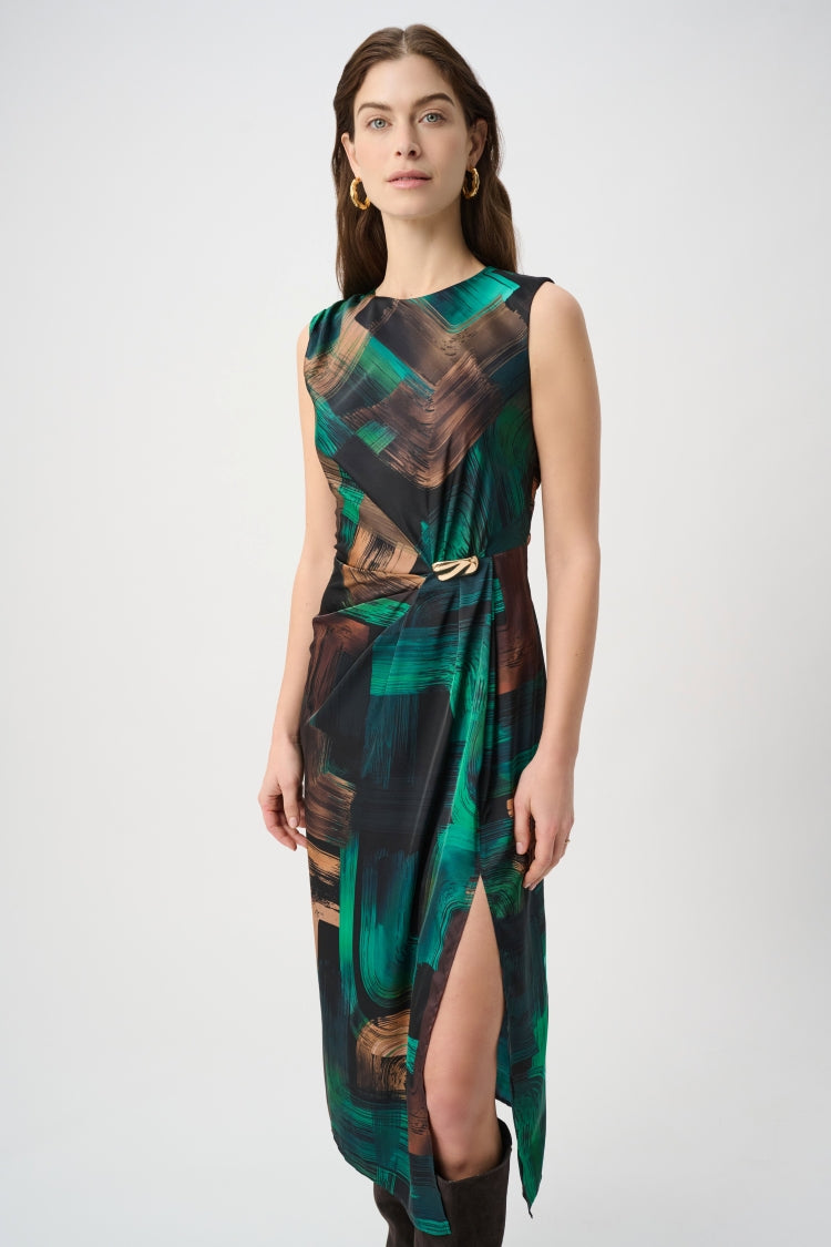 Joseph Ribkoff Abstract Print Satin Sheath Dress
