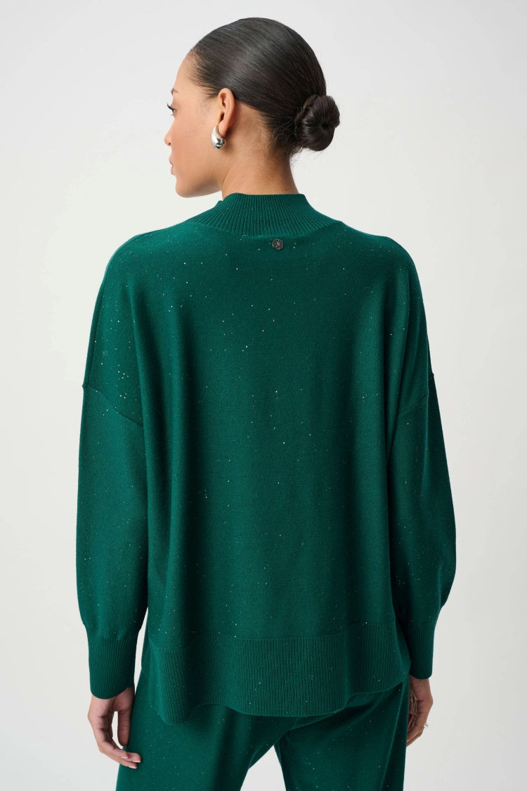 Joseph Ribkoff Sequin Knit Mock Neck Sweater
