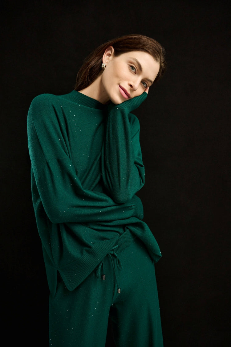 Joseph Ribkoff Sequin Knit Mock Neck Sweater