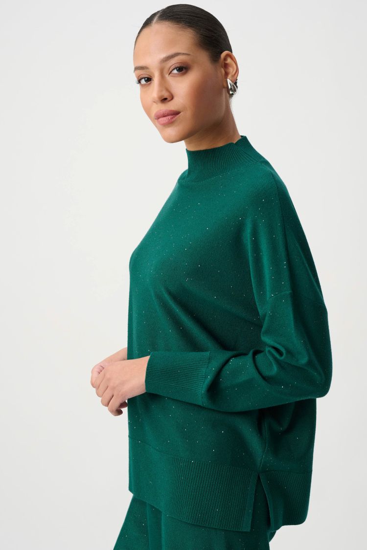 Joseph Ribkoff Sequin Knit Mock Neck Sweater