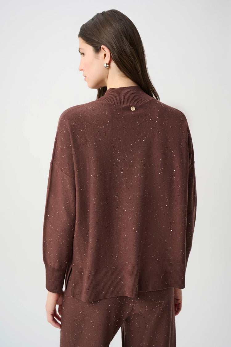 Joseph Ribkoff Sequin Knit Mock Neck Sweater