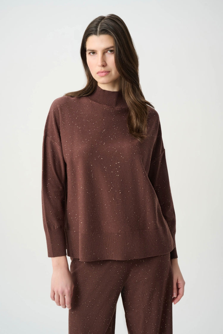 Joseph Ribkoff Sequin Knit Mock Neck Sweater