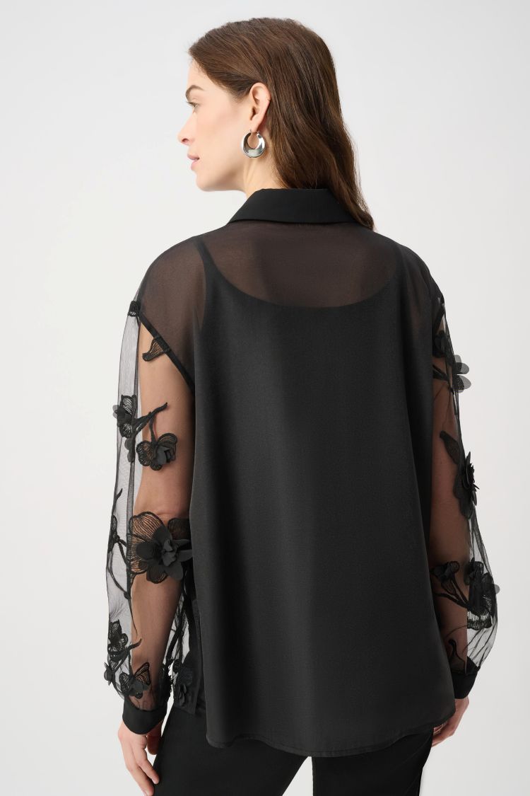 Joseph Ribkoff Floral Embroidered Sheer Top