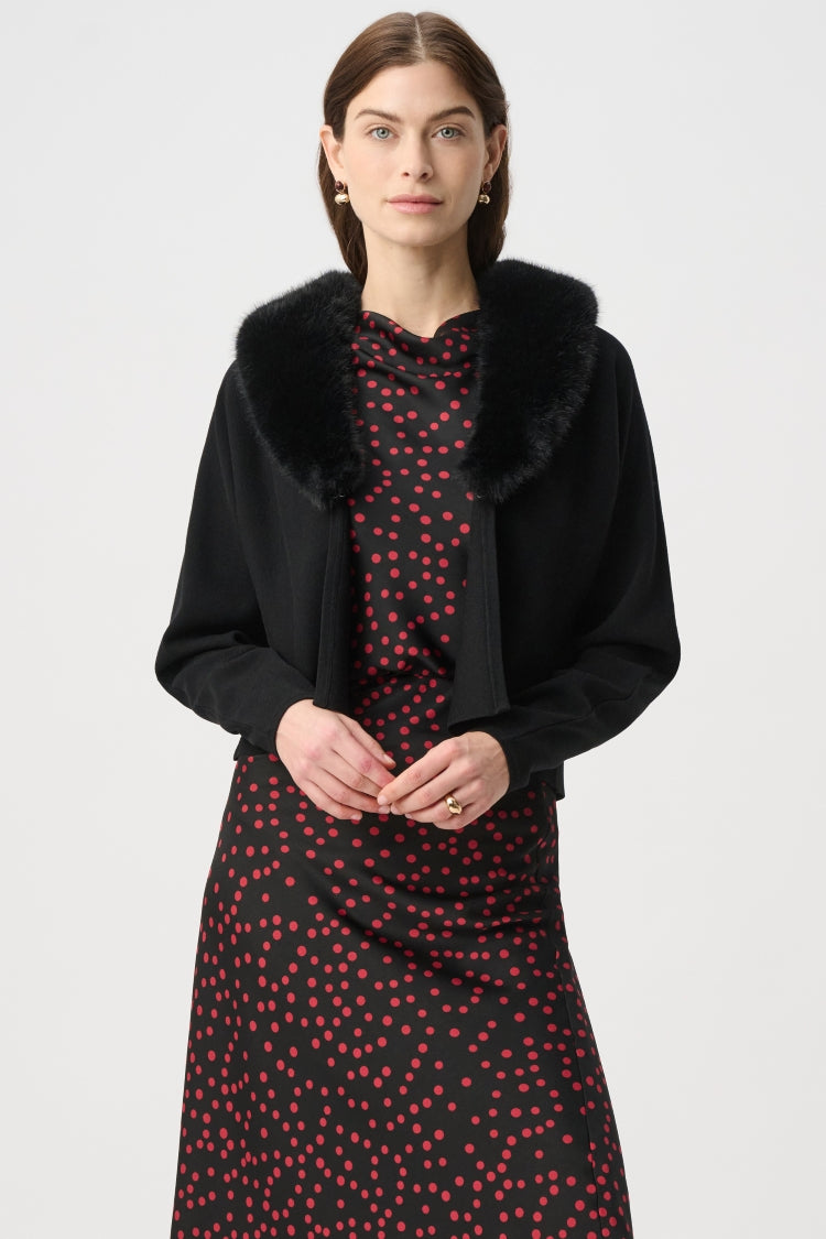 Joseph Ribkoff Faux Fur Collar Knit Top