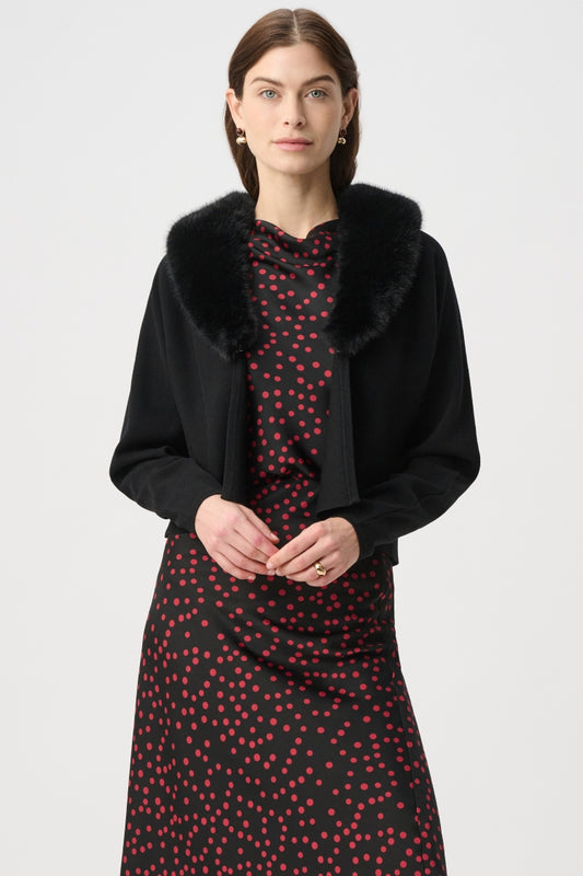 Joseph Ribkoff Faux Fur Collar Knit Top
