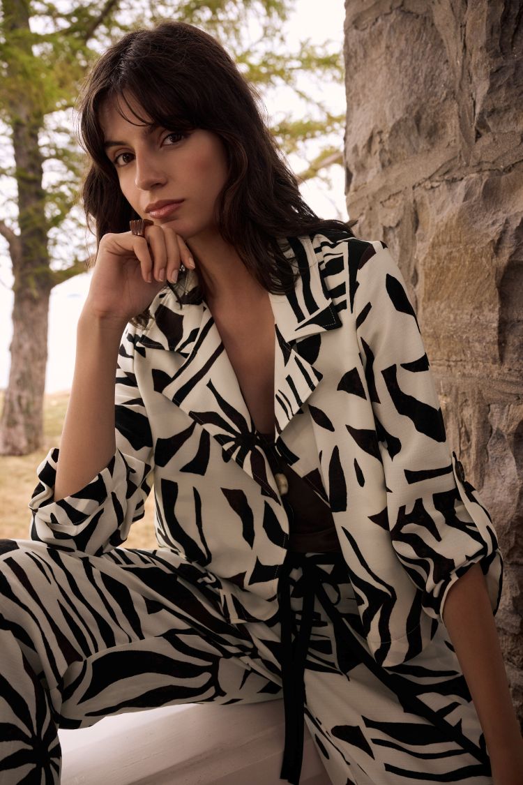 Abstract Floral Print Blouse