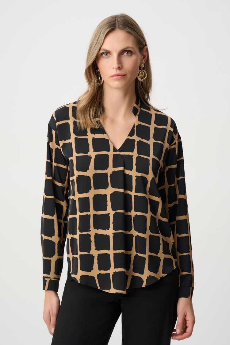 V-Neck Button Blouse