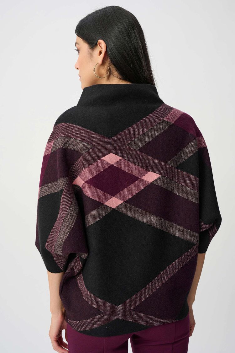 Plaid Funnel Neck Sweater