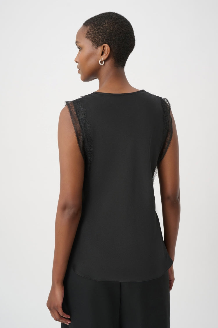 Joseph Ribkoff Lace Trim V-Neck Top