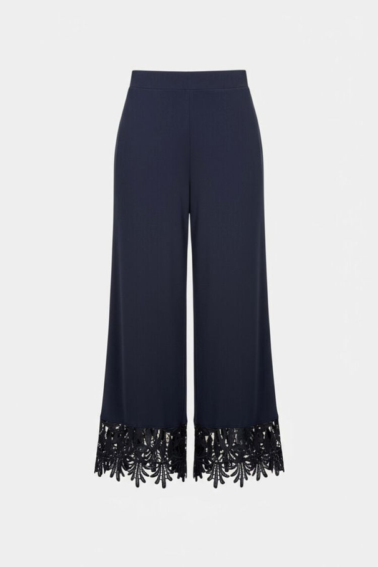 Cropped Culotte Pants With Lace