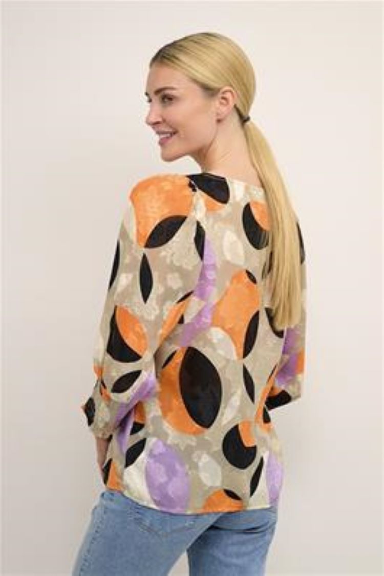 Kaffe Style: 10507300 3/4 sleeve circle abstract print blouse, back view