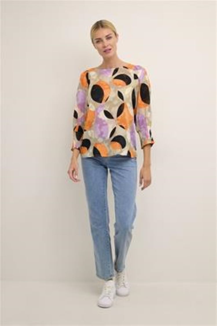 Kaffe Style: 10507300 3/4 sleeve circle abstract print blouse, full view