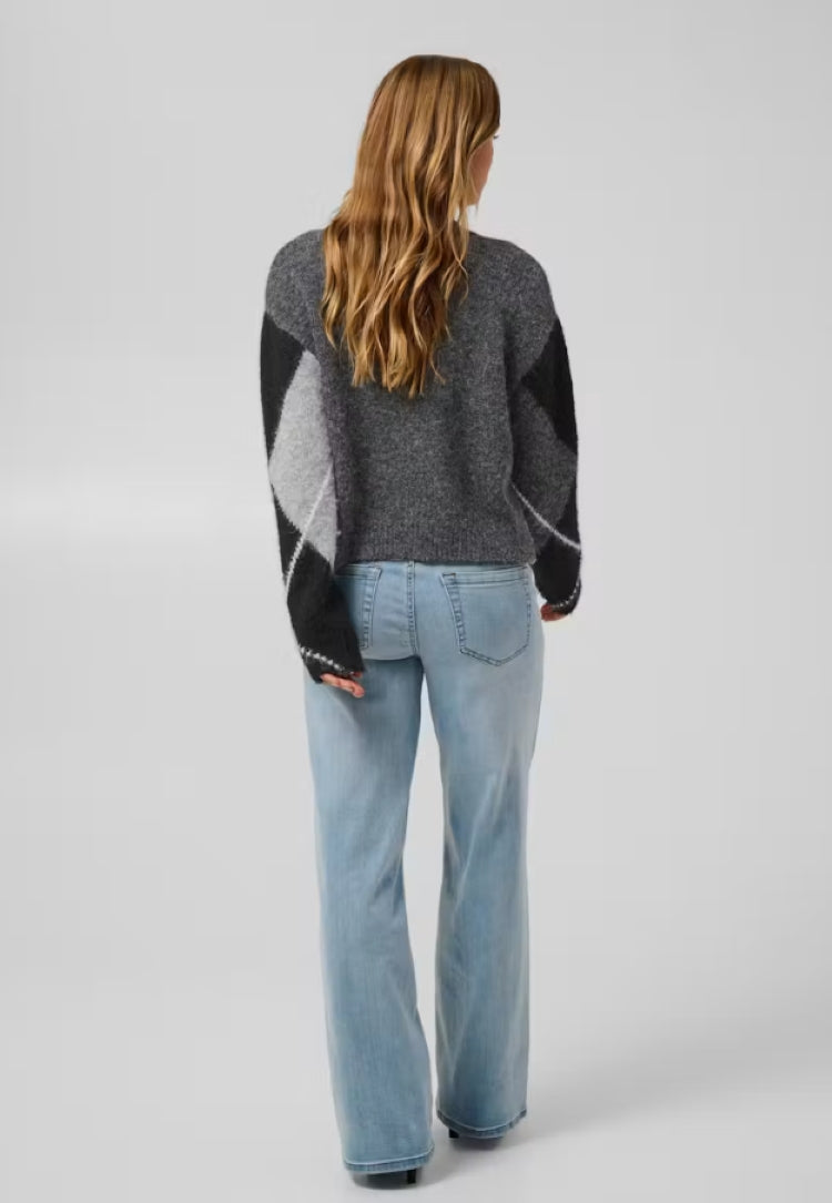 Kaffe Diamond Pattern Cropped Sweater