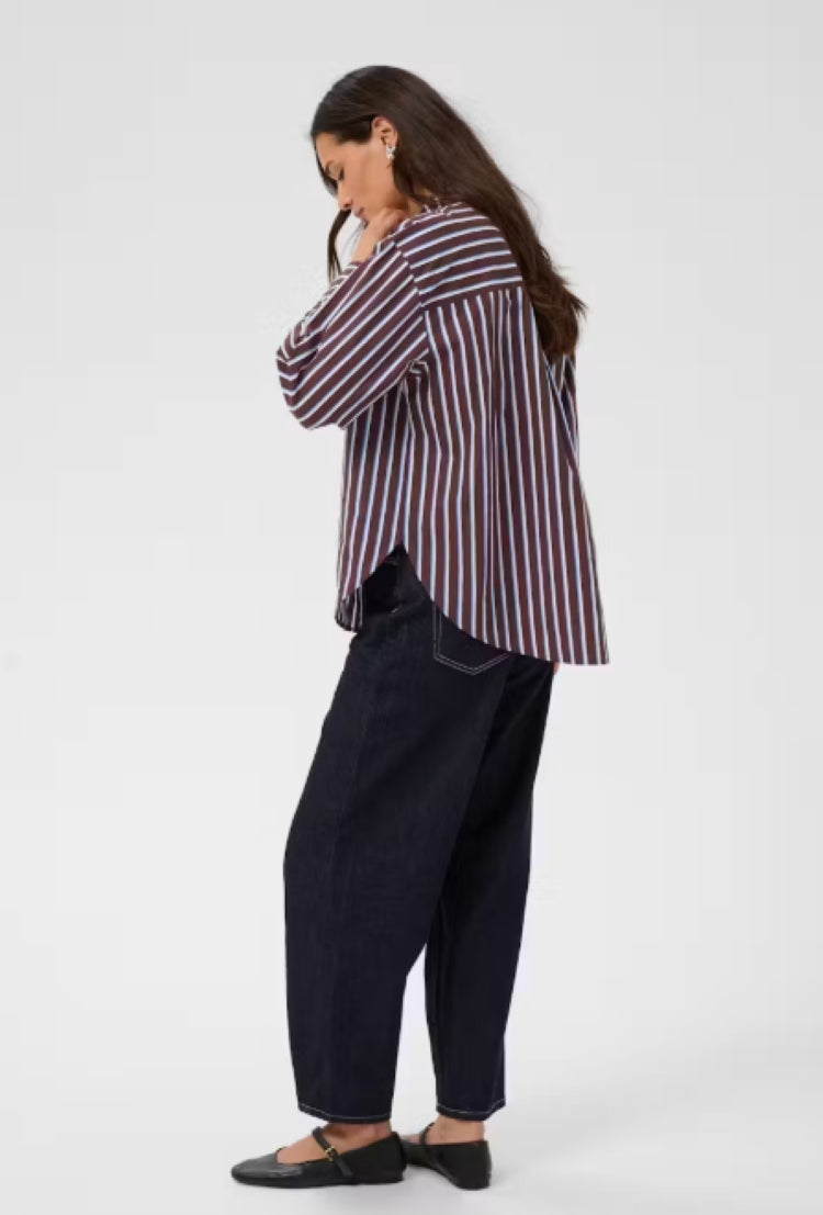 Kaffe Striped Relaxed-Fit Button-Front Shirt