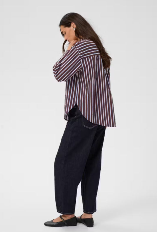 Kaffe Striped Relaxed-Fit Button-Front Shirt