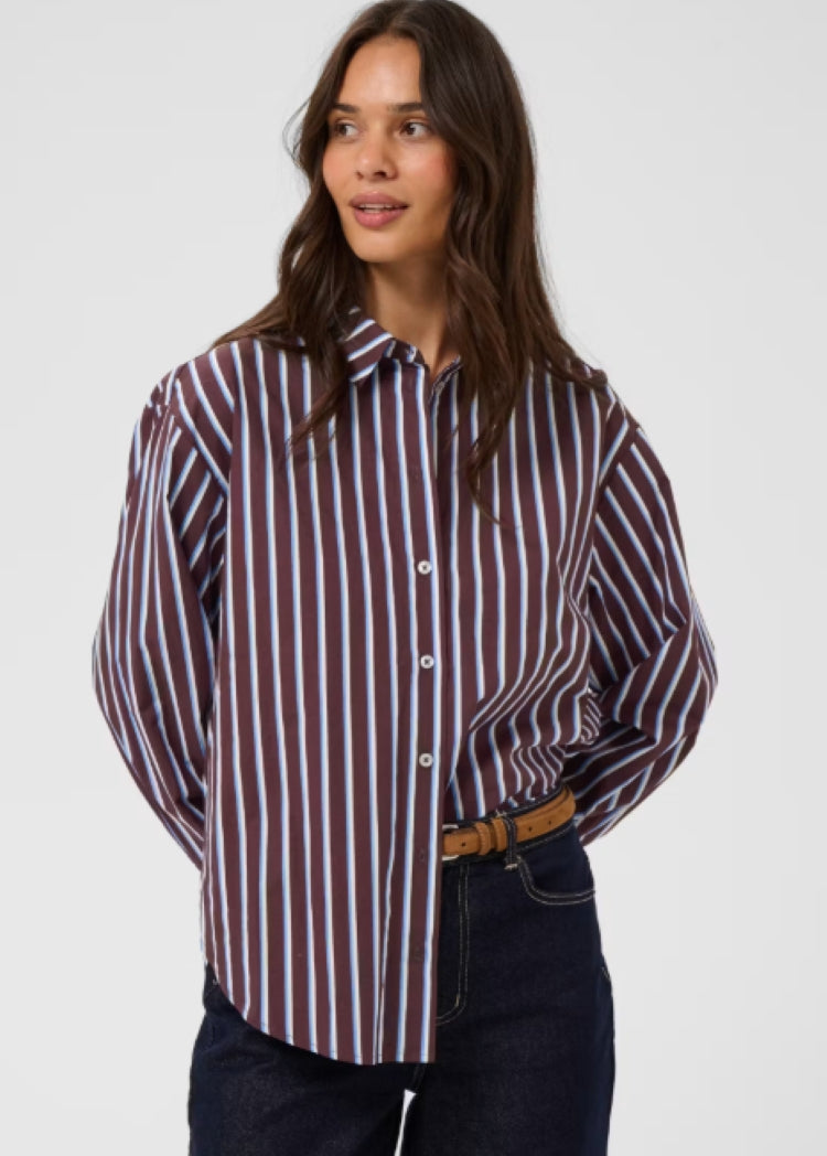 Kaffe Striped Relaxed-Fit Button-Front Shirt