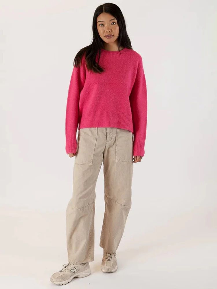 Lyla & Luxe Style: AJAX-F23 dark pink, crew neck sweater