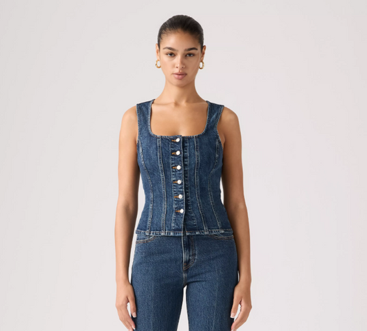 Denim Button Up Vest
