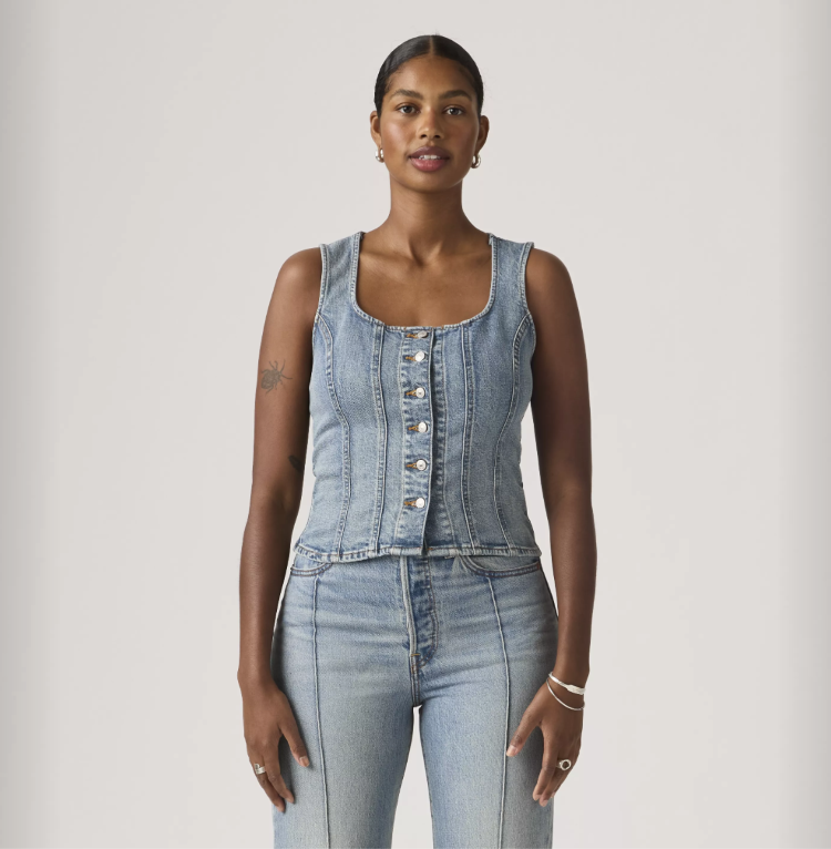 Denim Button Up Vest