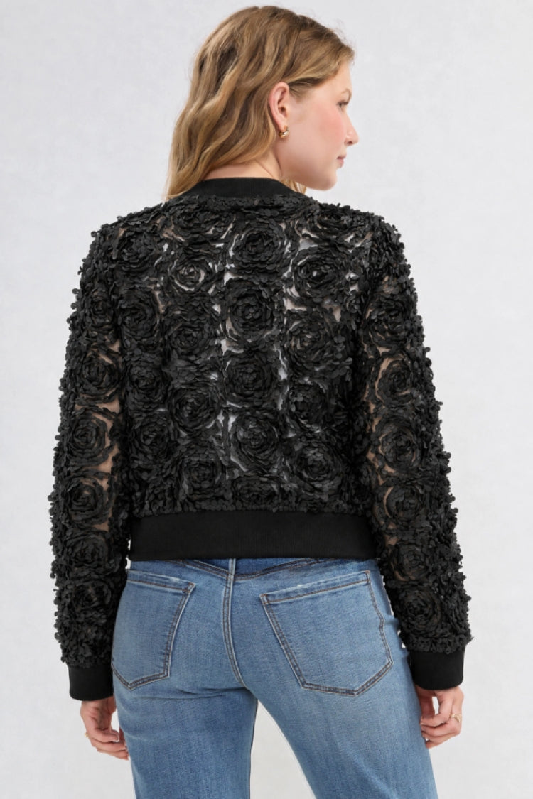 Liverpool Black Rosette Mesh Bomber Jacket