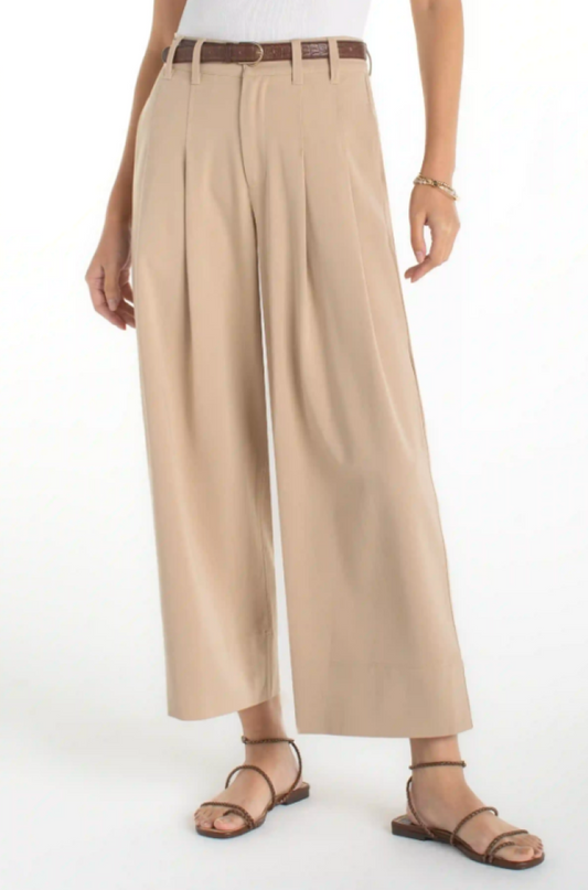 Pleated Cropped Wide Leg