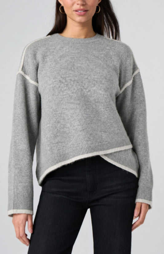 Contrast Tulip Hem Crew Neck Sweater