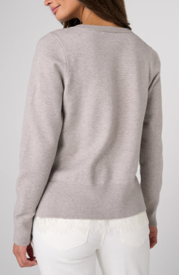Liverpool Lace Trim V-Neck Sweater