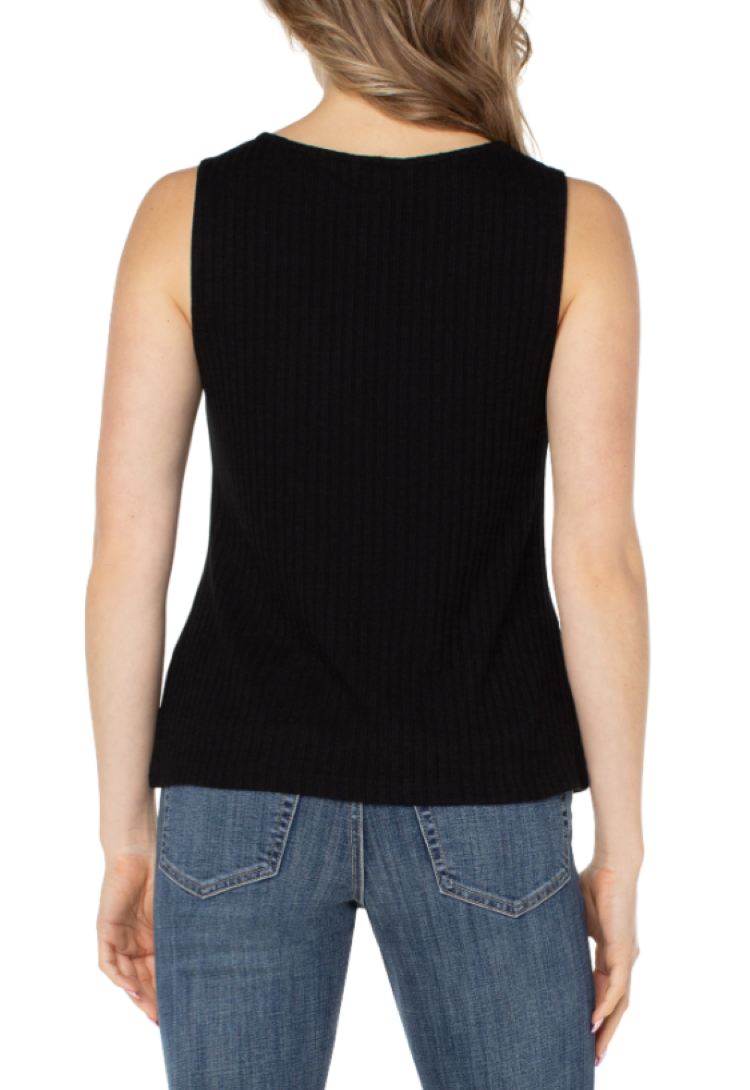 Sleeveless Boat Neck Rib Knit Top