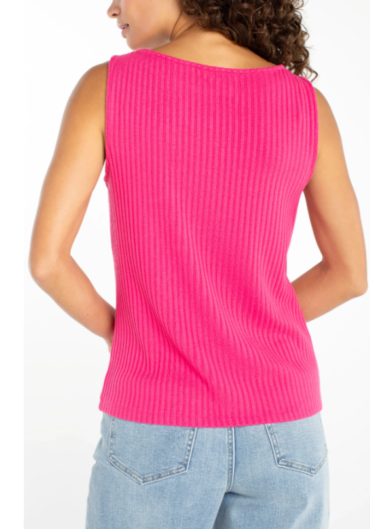 Sleeveless Boat Neck Rib Knit Top