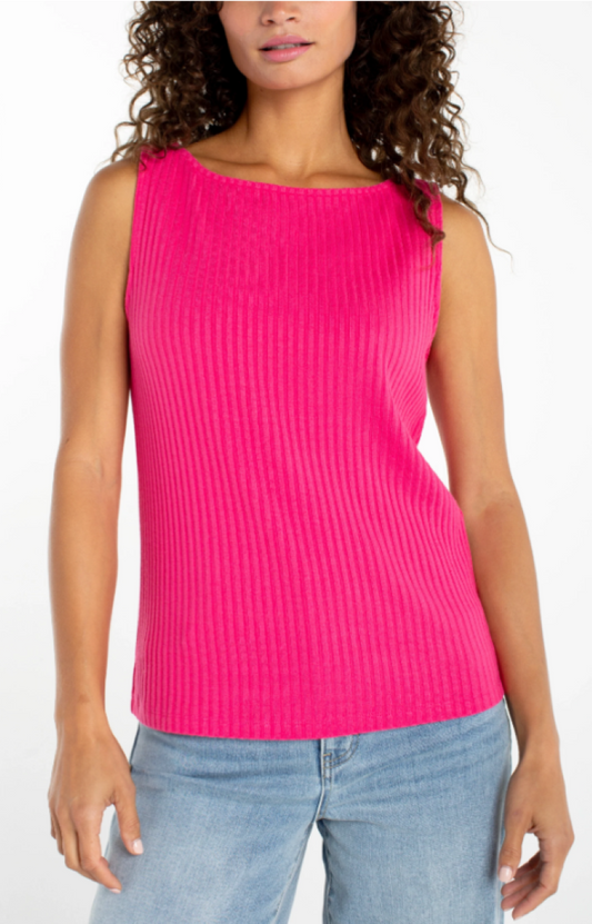 Sleeveless Boat Neck Rib Knit Top